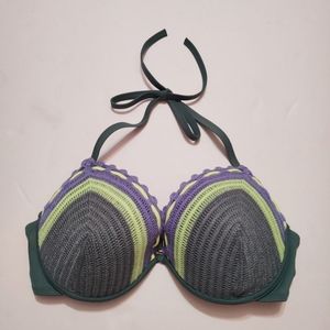 Shade & Shore Green Crochet Padded Bikini Top